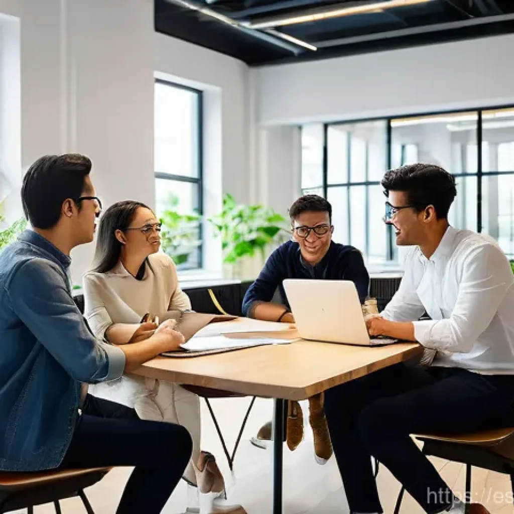 의도적 공동체의 지식 공유 플랫폼 구축 - **Prompt 1: Collaborative Digital Learning Community**
    "A vibrant and diverse group of 5-7 adult...