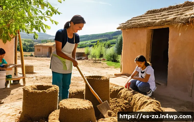 의도적 공동체에서의 직업 훈련 프로그램 운영 - **Prompt 1: Intergenerational Bioconstruction Workshop in a Spanish Eco-village**
"A vibrant, su...