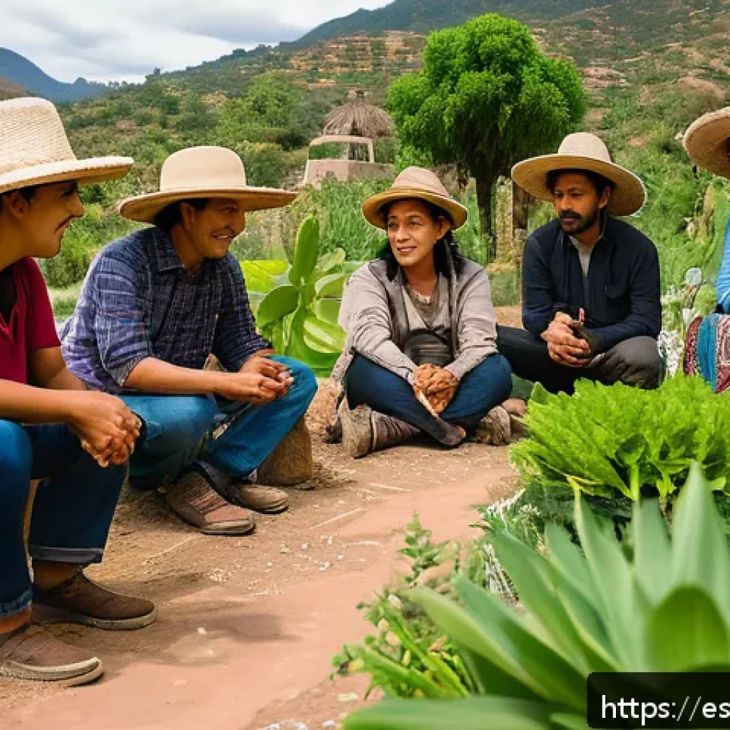 의도적 공동체의 교육 프로그램 개발 - A vibrant community workshop scene in a rural Mexican village, where diverse adults collaboratively ...
